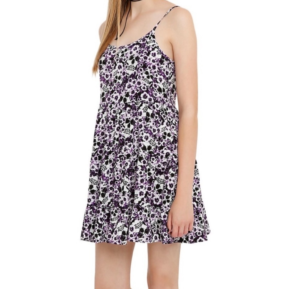 Hot Topic Semi Sheer Flowy Floral Skull Mini Dress/Tunic - Size Small/Medium